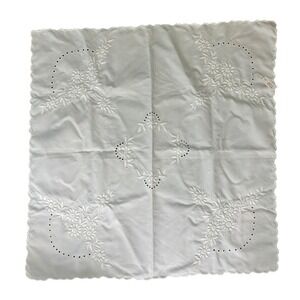 White Cotton Tablecloth white Embroiderey Eyelet Made Hungary Square